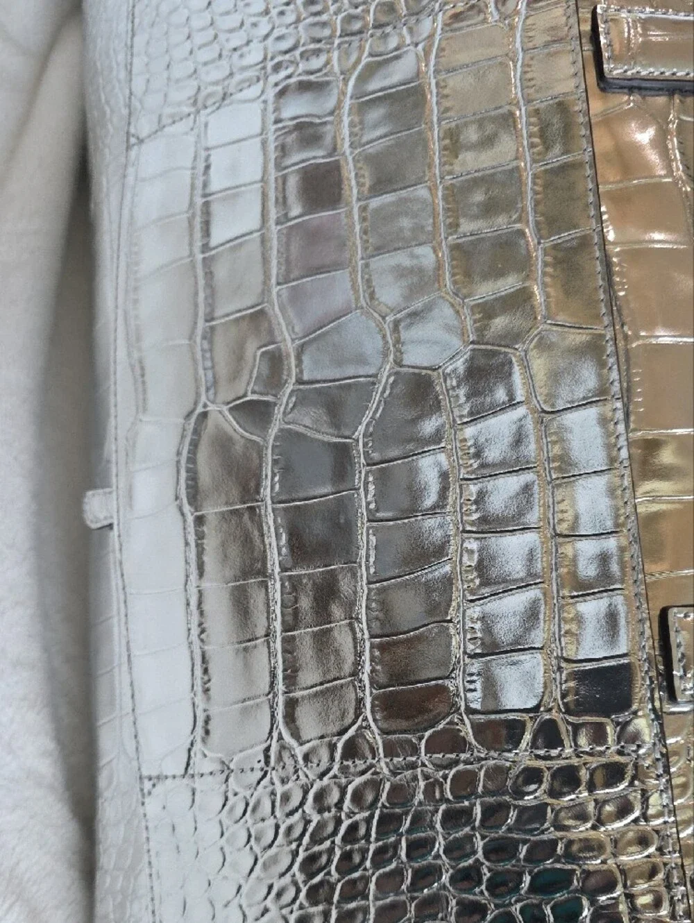 Michael Kores Bedford  Croc-Embossed Weekender - Metallic Silver